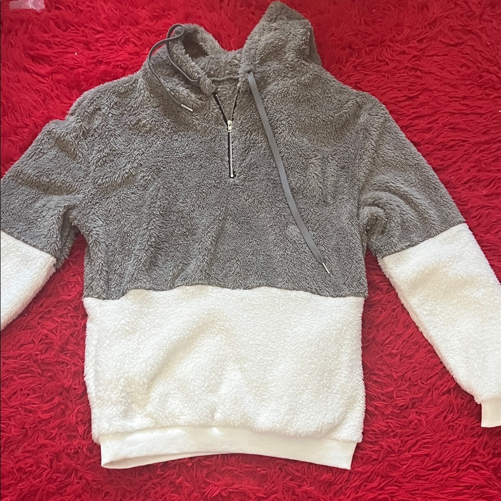 SHEIN Gray and Cream Cowl Neck Sweater